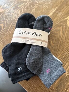 Calvin Klein woman’s Ankle Sock Pack — Black & Dark Gray with Pink Accent